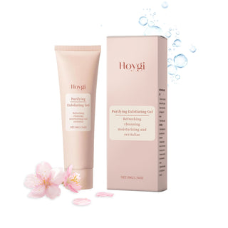 "Purifying Cherry Blossom Exfoliating Gel with Water & Glycerin. Deeply cleanses, exfoliates, and hydrates skin for a radiant, smooth complexion. Perfect for all skin types."
